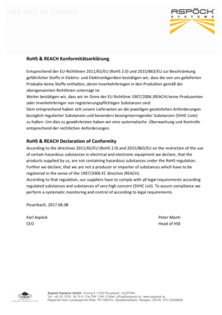 RoHS & Reach Statement